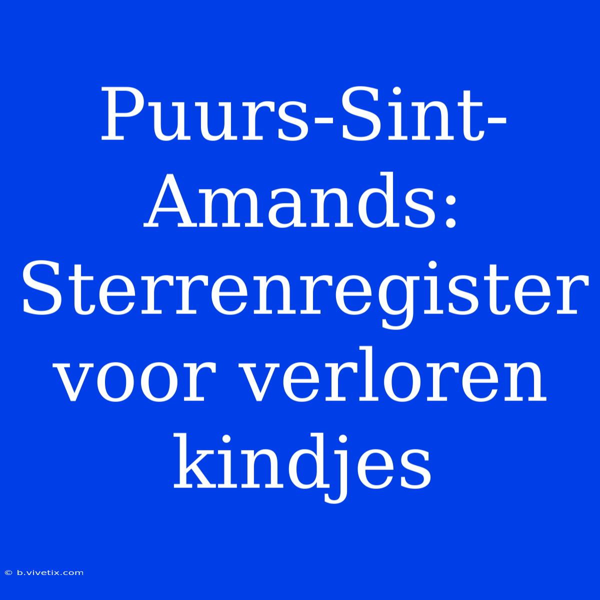 Puurs-Sint-Amands: Sterrenregister Voor Verloren Kindjes