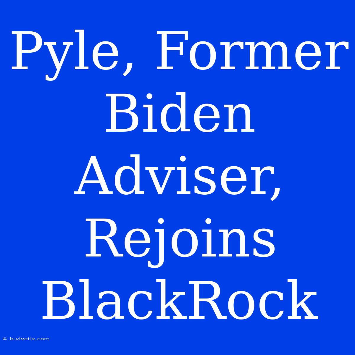 Pyle, Former Biden Adviser, Rejoins BlackRock