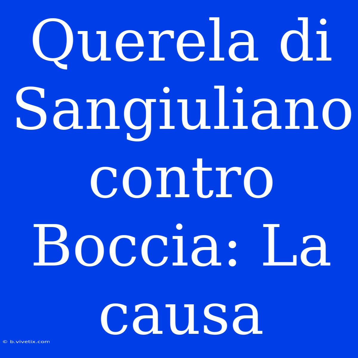 Querela Di Sangiuliano Contro Boccia: La Causa