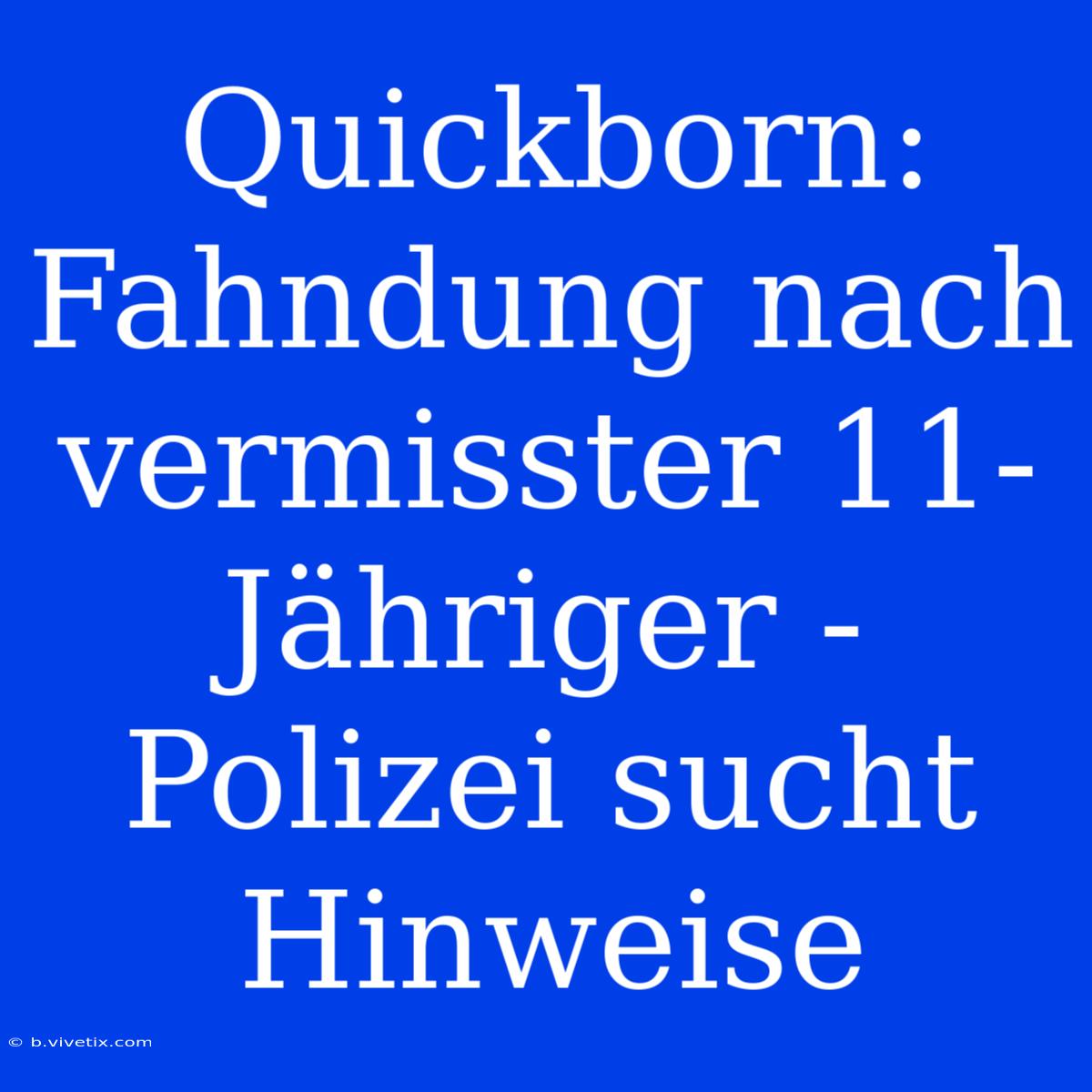 Quickborn: Fahndung Nach Vermisster 11-Jähriger - Polizei Sucht Hinweise