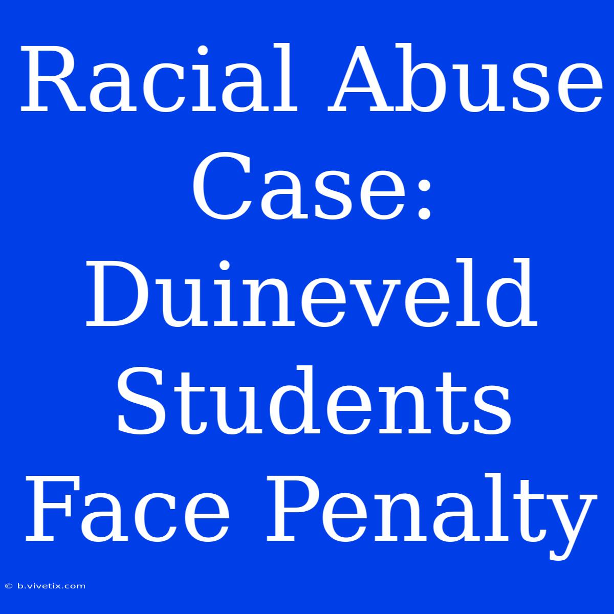 Racial Abuse Case: Duineveld Students Face Penalty 