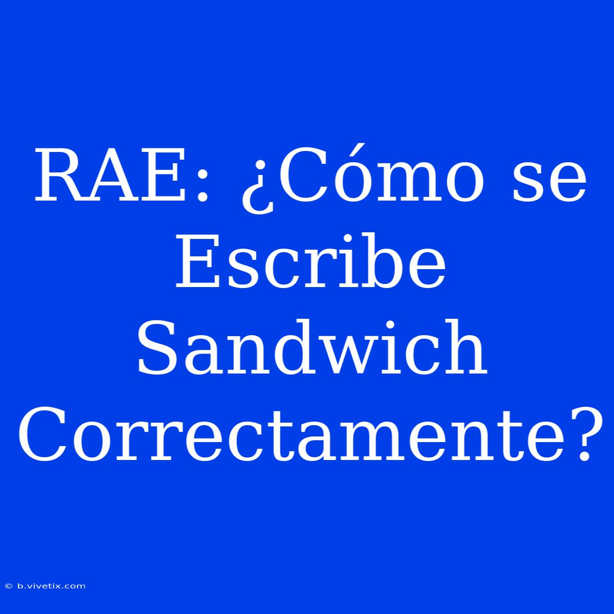 RAE: ¿Cómo Se Escribe Sandwich Correctamente?