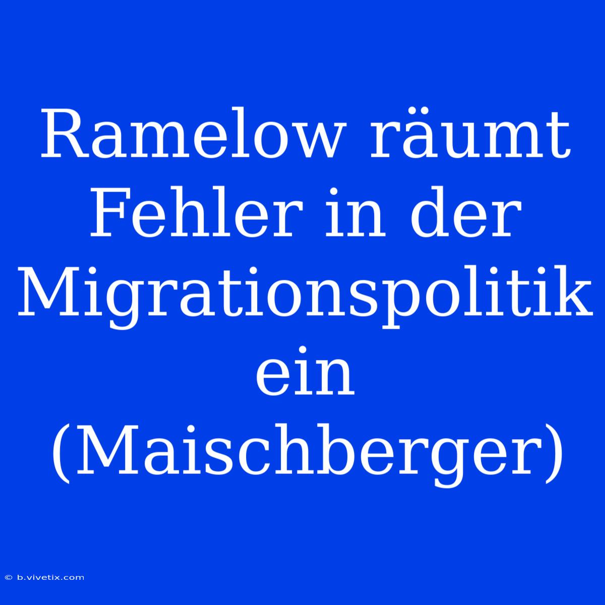 Ramelow Räumt Fehler In Der Migrationspolitik Ein (Maischberger)