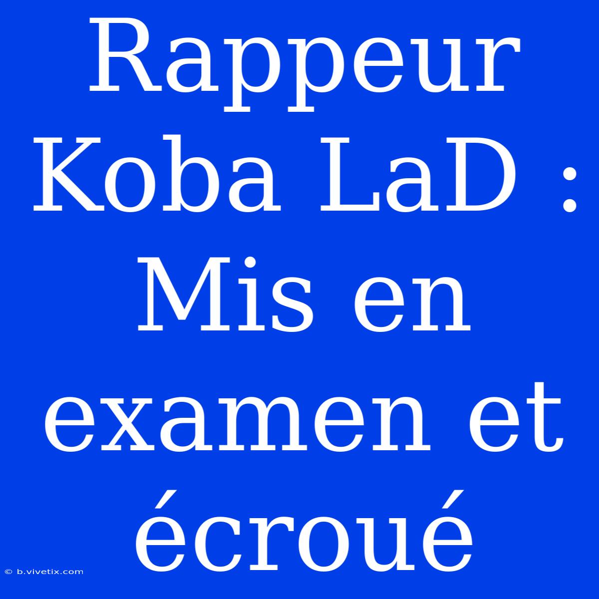 Rappeur Koba LaD : Mis En Examen Et Écroué