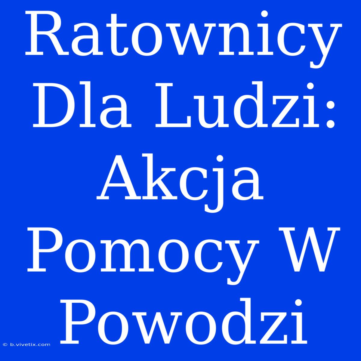 Ratownicy Dla Ludzi: Akcja Pomocy W Powodzi