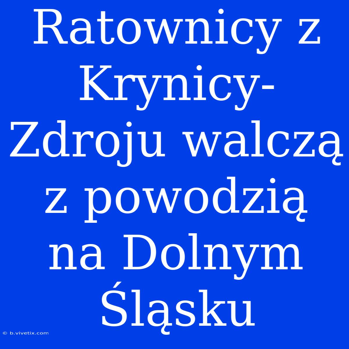 Ratownicy Z Krynicy-Zdroju Walczą Z Powodzią Na Dolnym Śląsku