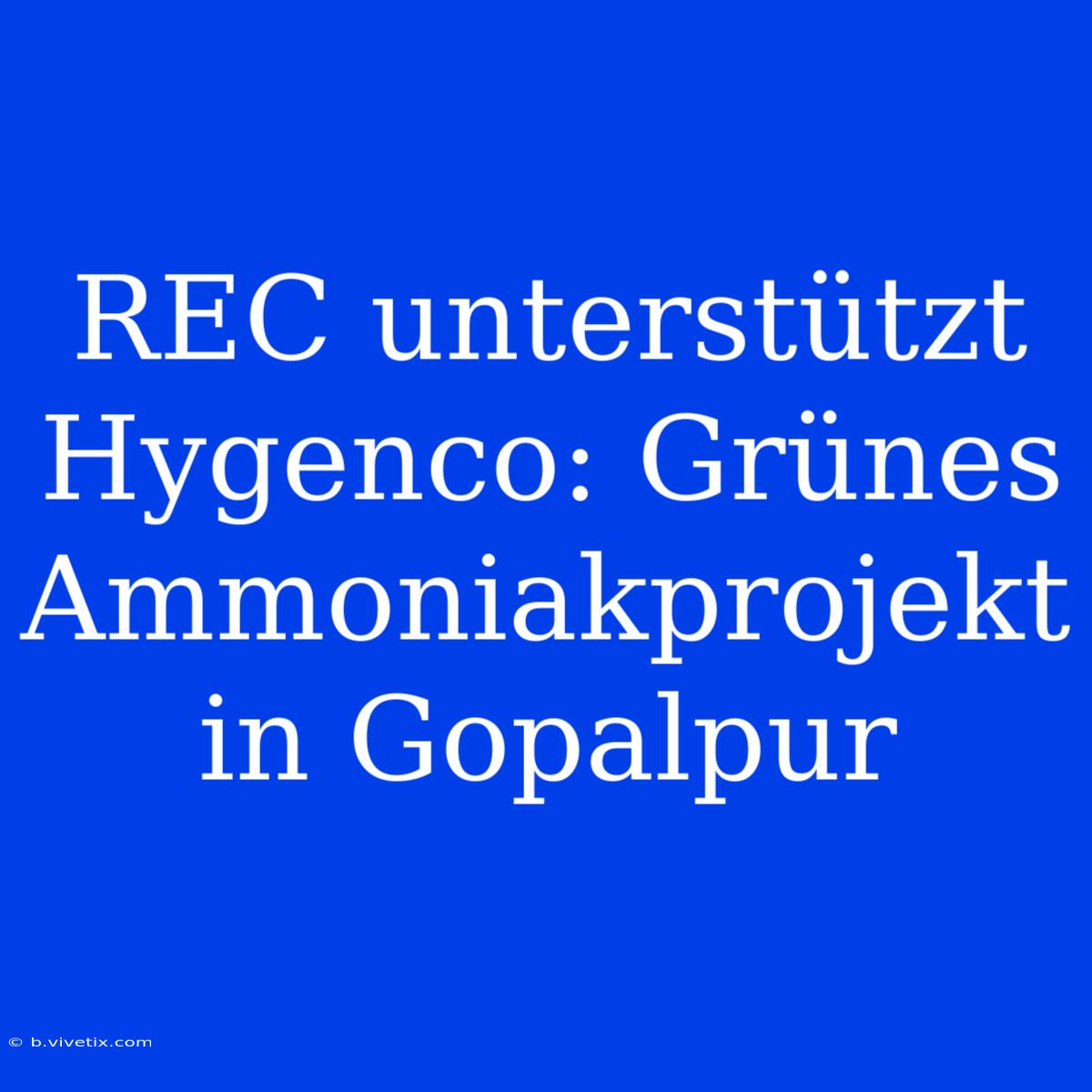 REC Unterstützt Hygenco: Grünes Ammoniakprojekt In Gopalpur