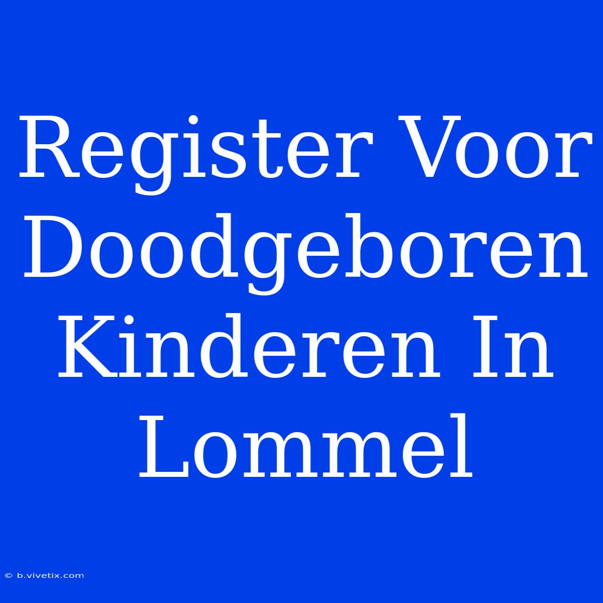 Register Voor Doodgeboren Kinderen In Lommel