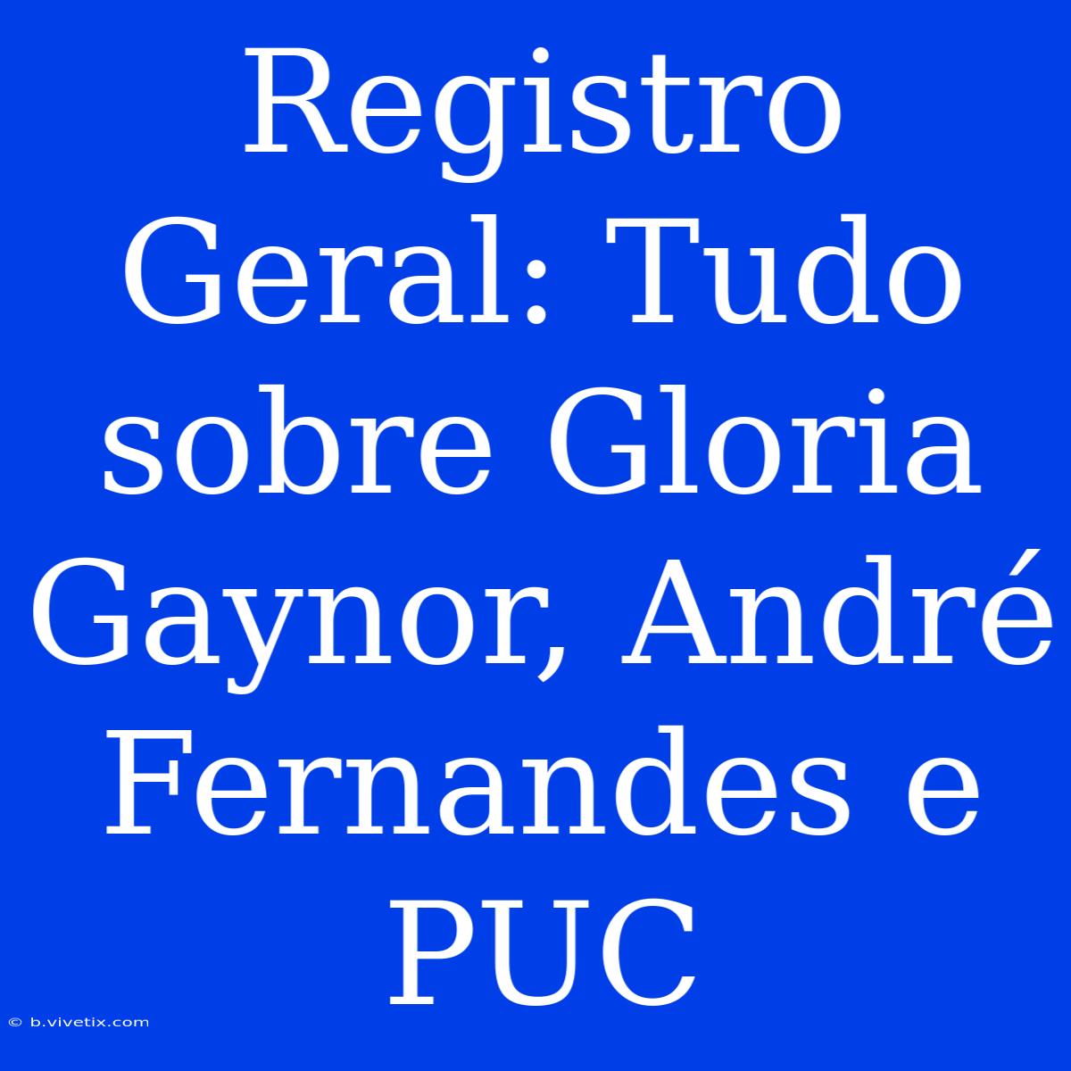 Registro Geral: Tudo Sobre Gloria Gaynor, André Fernandes E PUC