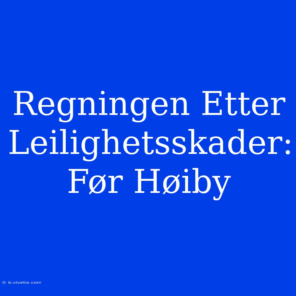 Regningen Etter Leilighetsskader: Før Høiby