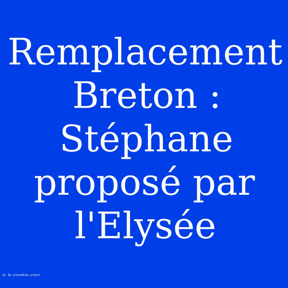 Remplacement Breton : Stéphane Proposé Par L'Elysée