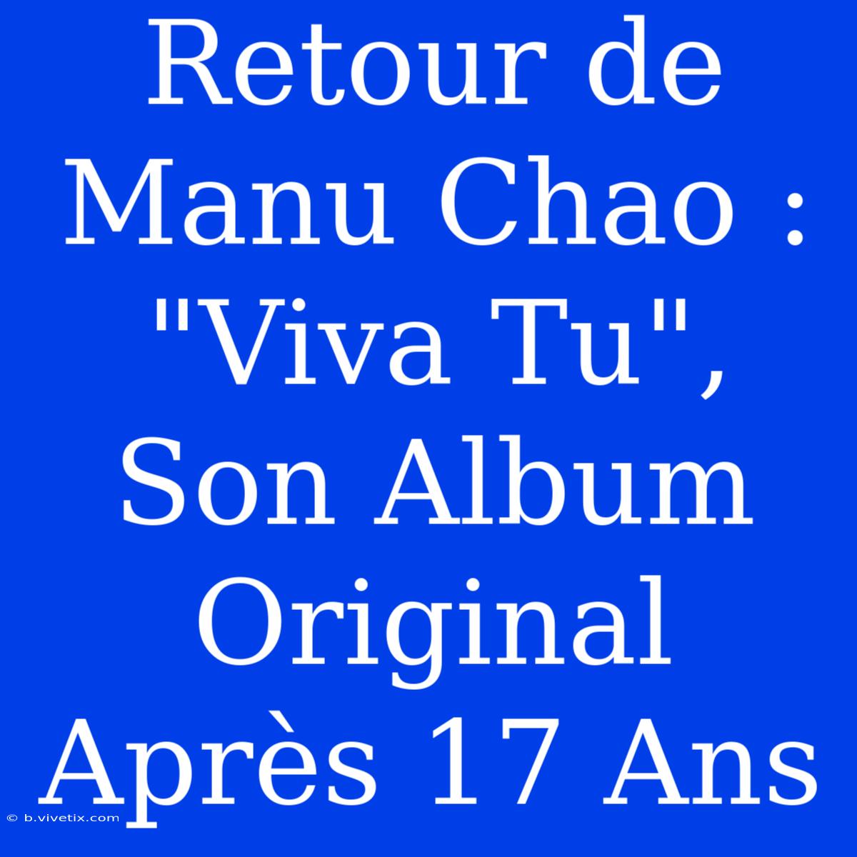 Retour De Manu Chao : 