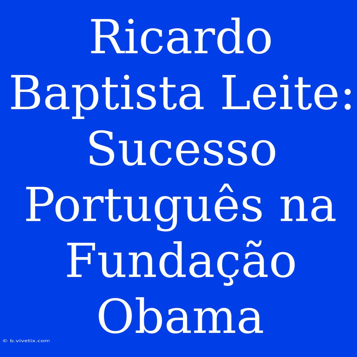 Ricardo Baptista Leite: Sucesso Português Na Fundação Obama