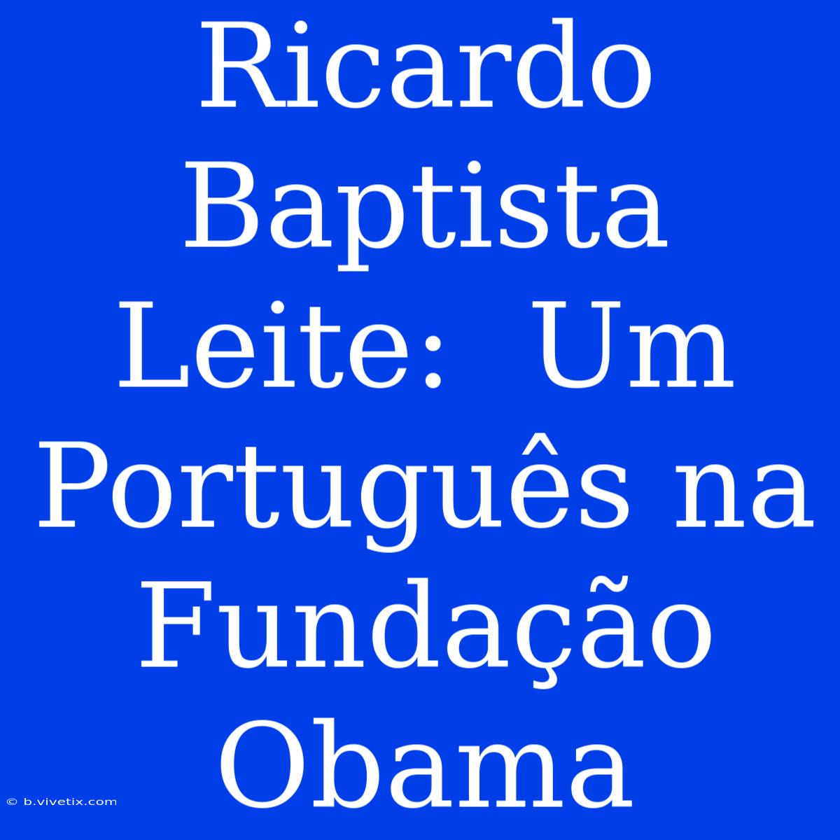 Ricardo Baptista Leite:  Um Português Na Fundação Obama