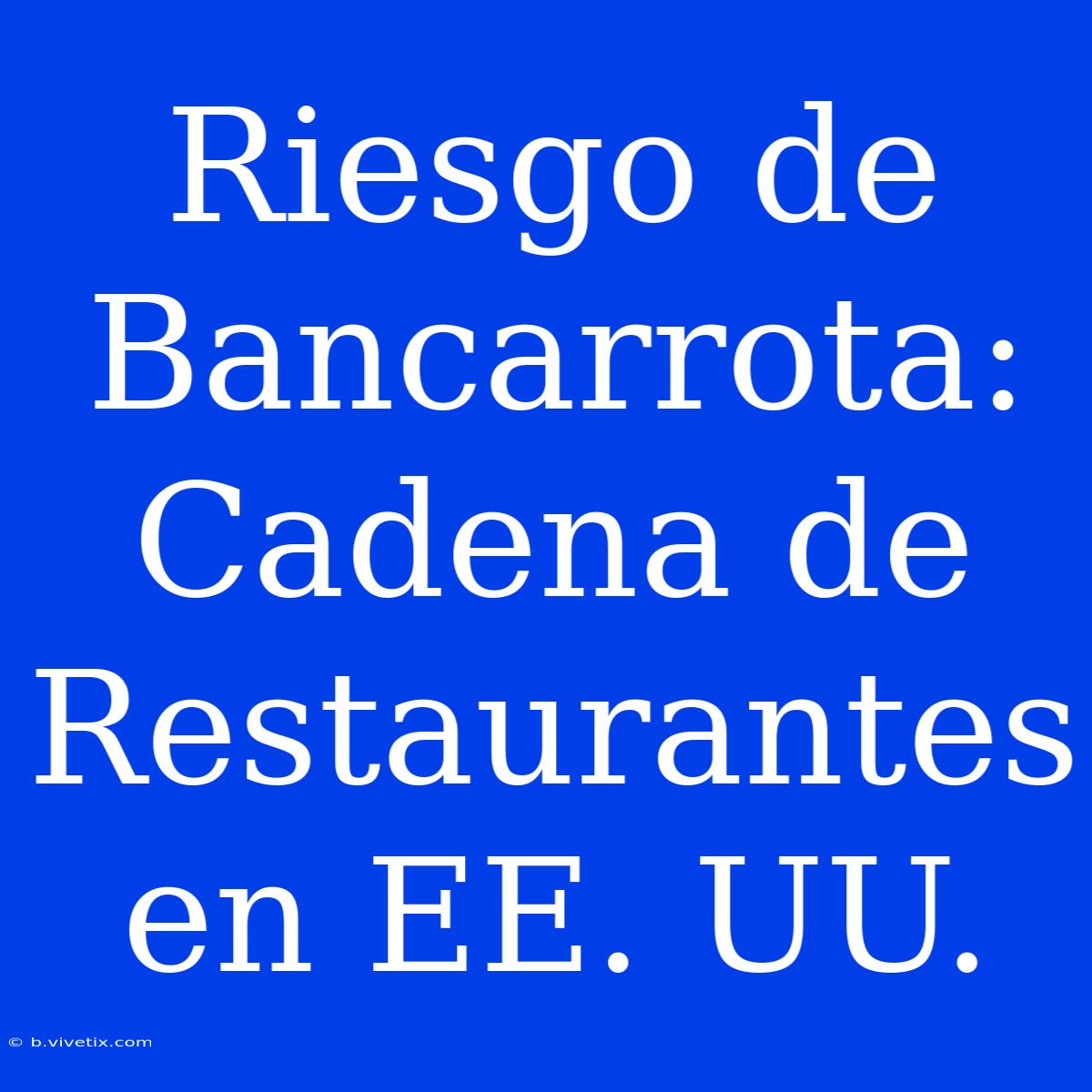 Riesgo De Bancarrota: Cadena De Restaurantes En EE. UU.