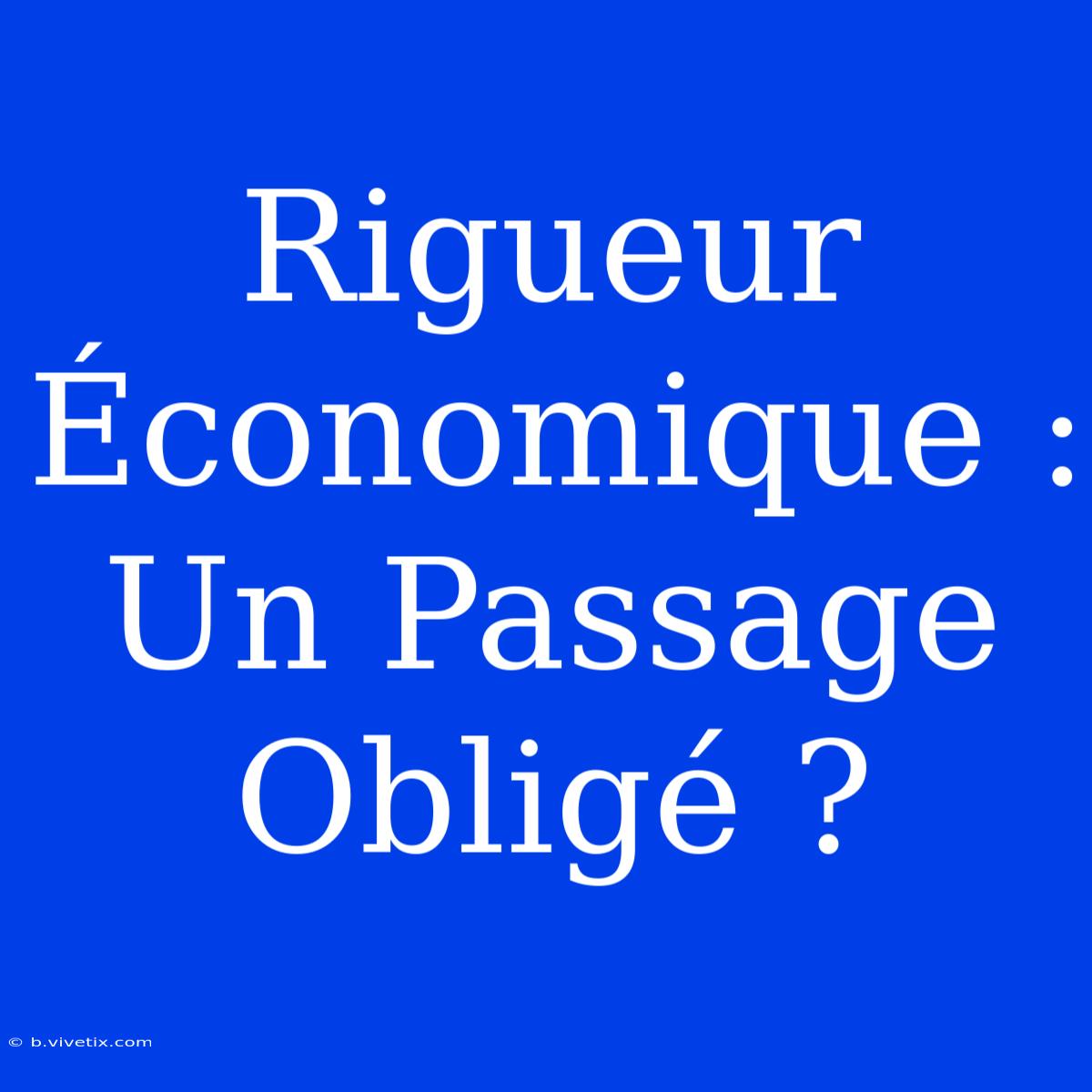 Rigueur Économique : Un Passage Obligé ?