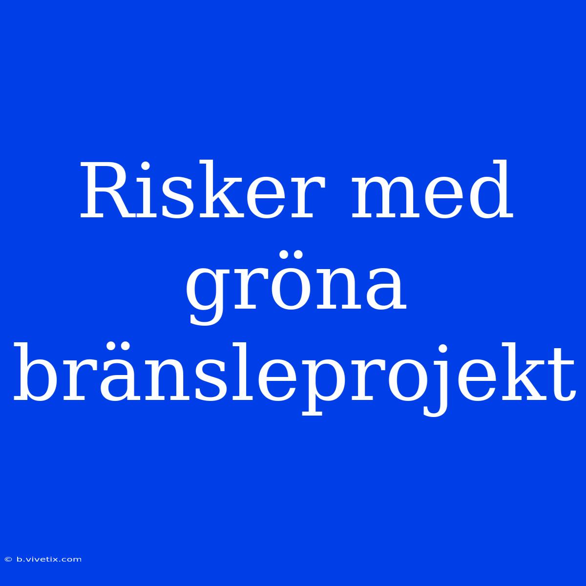 Risker Med Gröna Bränsleprojekt