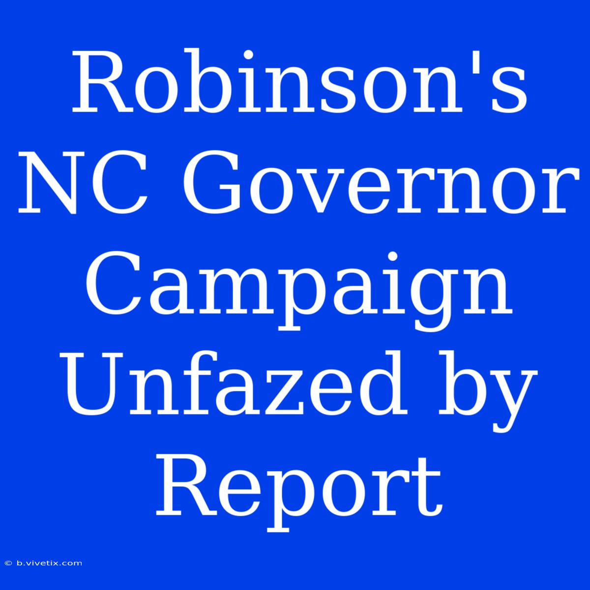 Robinson's NC Governor Campaign Unfazed By Report 