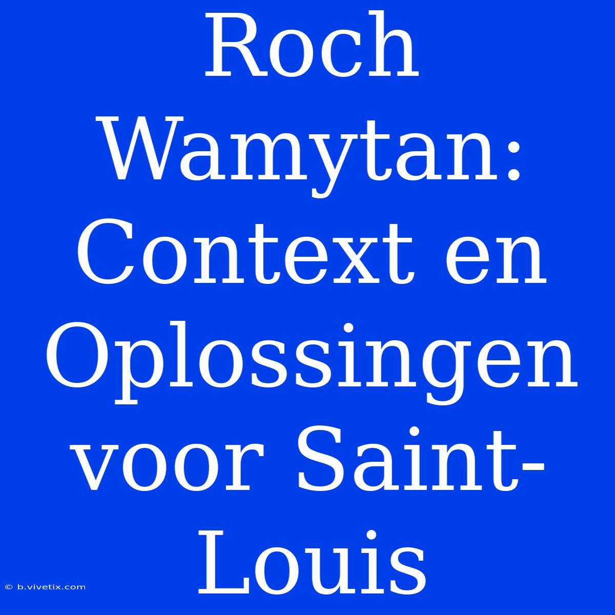 Roch Wamytan: Context En Oplossingen Voor Saint-Louis