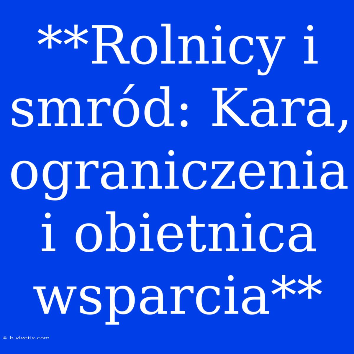 **Rolnicy I Smród: Kara, Ograniczenia I Obietnica Wsparcia**