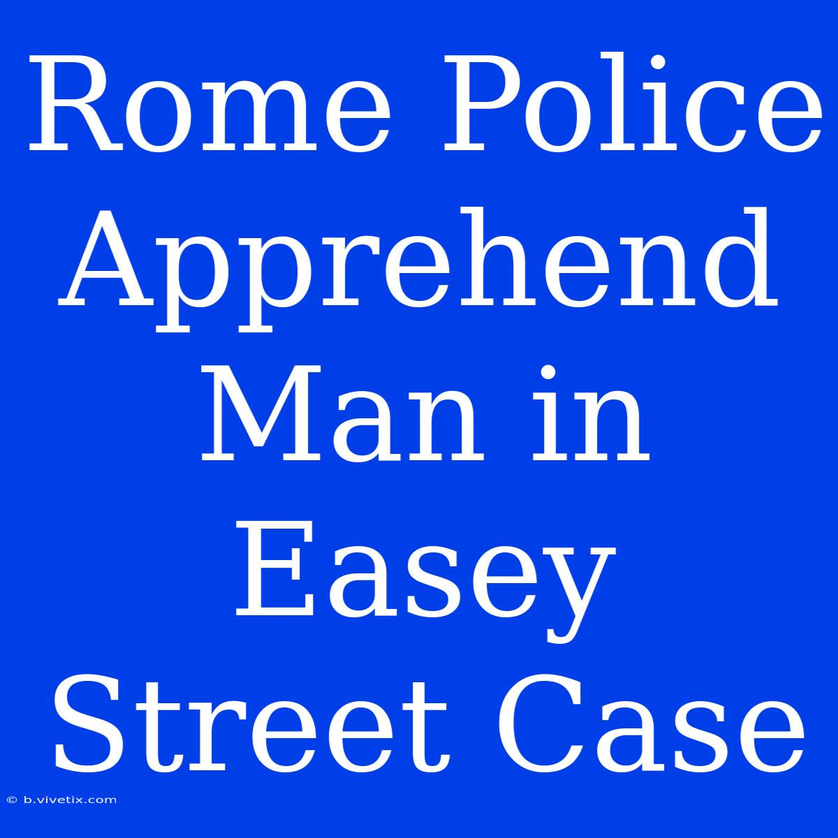 Rome Police Apprehend Man In Easey Street Case