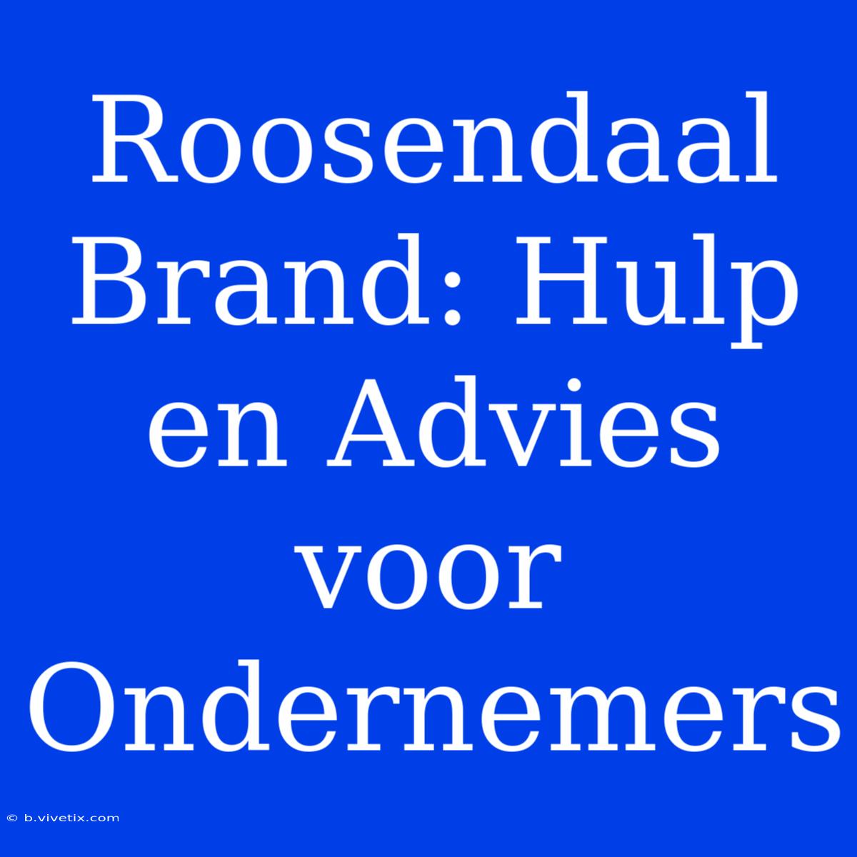 Roosendaal Brand: Hulp En Advies Voor Ondernemers