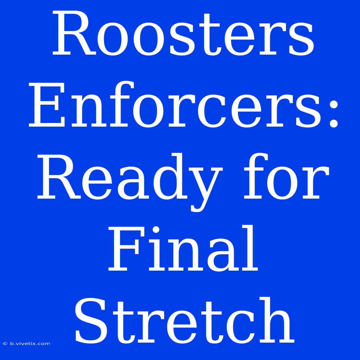 Roosters Enforcers: Ready For Final Stretch 