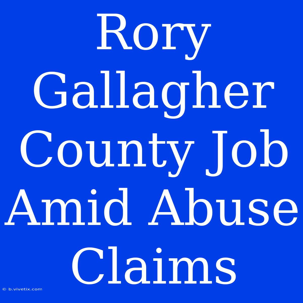 Rory Gallagher County Job Amid Abuse Claims