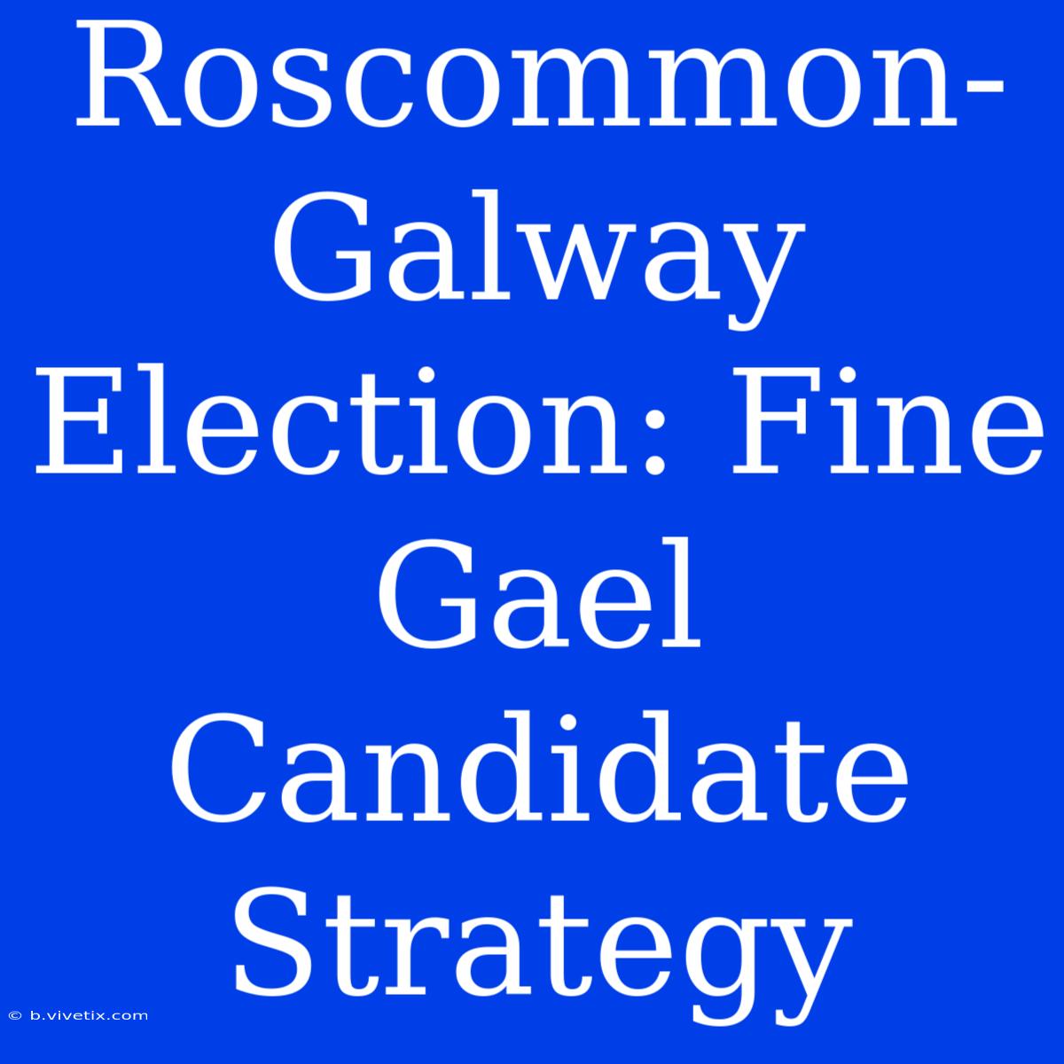 Roscommon-Galway Election: Fine Gael Candidate Strategy