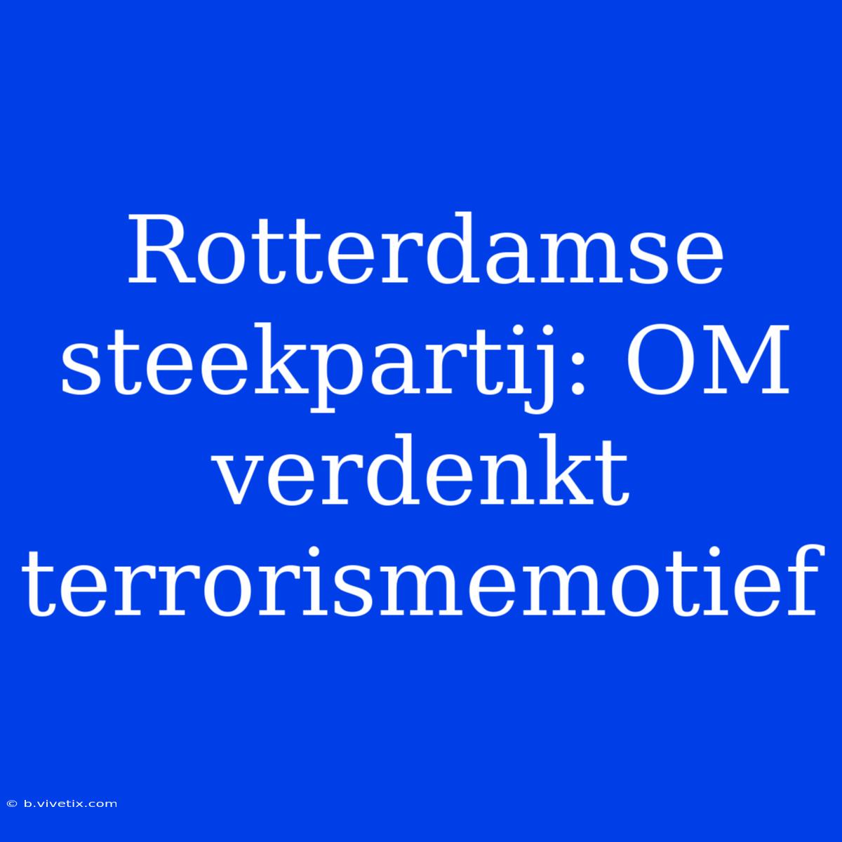 Rotterdamse Steekpartij: OM Verdenkt Terrorismemotief