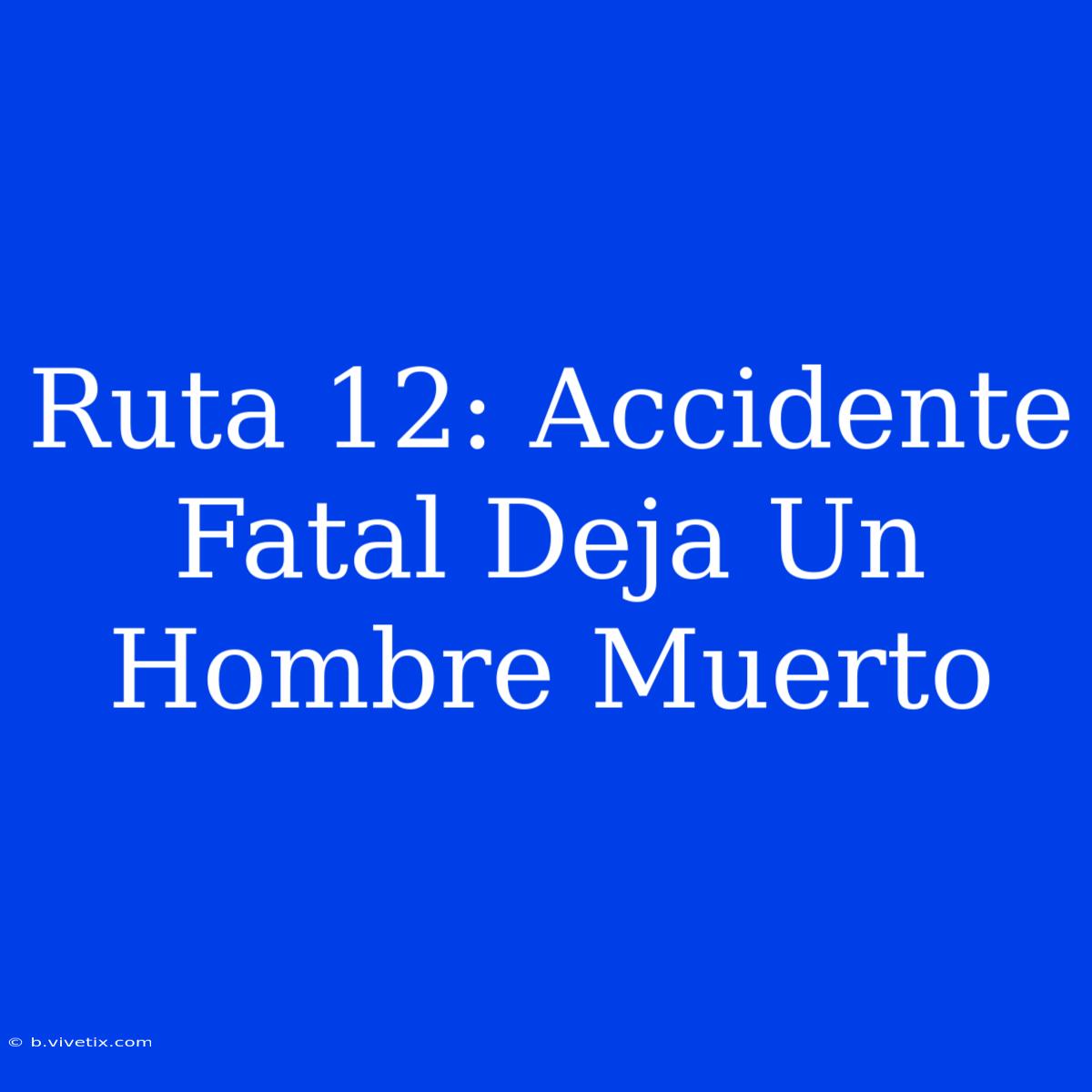 Ruta 12: Accidente Fatal Deja Un Hombre Muerto