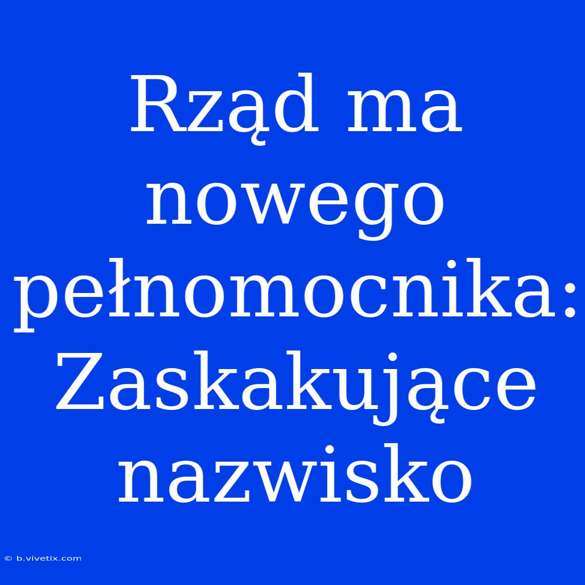 Rząd Ma Nowego Pełnomocnika: Zaskakujące Nazwisko