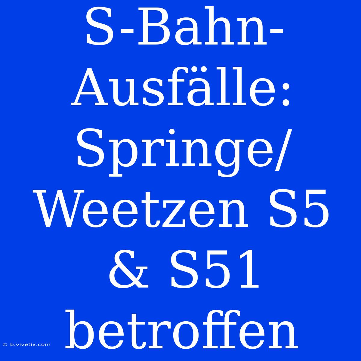 S-Bahn-Ausfälle: Springe/Weetzen S5 & S51 Betroffen 