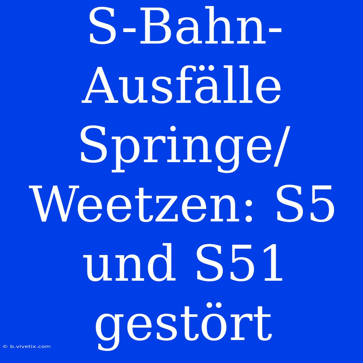 S-Bahn-Ausfälle Springe/Weetzen: S5 Und S51 Gestört