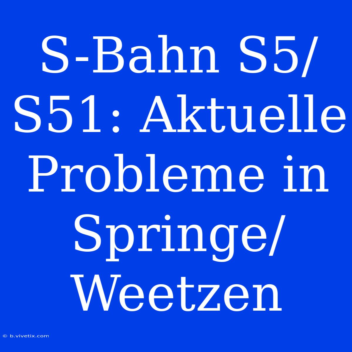 S-Bahn S5/S51: Aktuelle Probleme In Springe/Weetzen