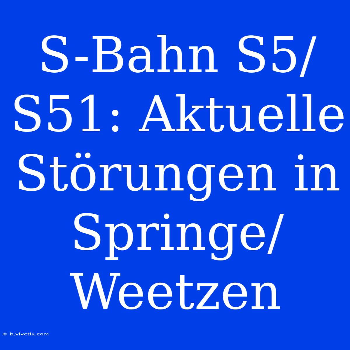 S-Bahn S5/S51: Aktuelle Störungen In Springe/Weetzen