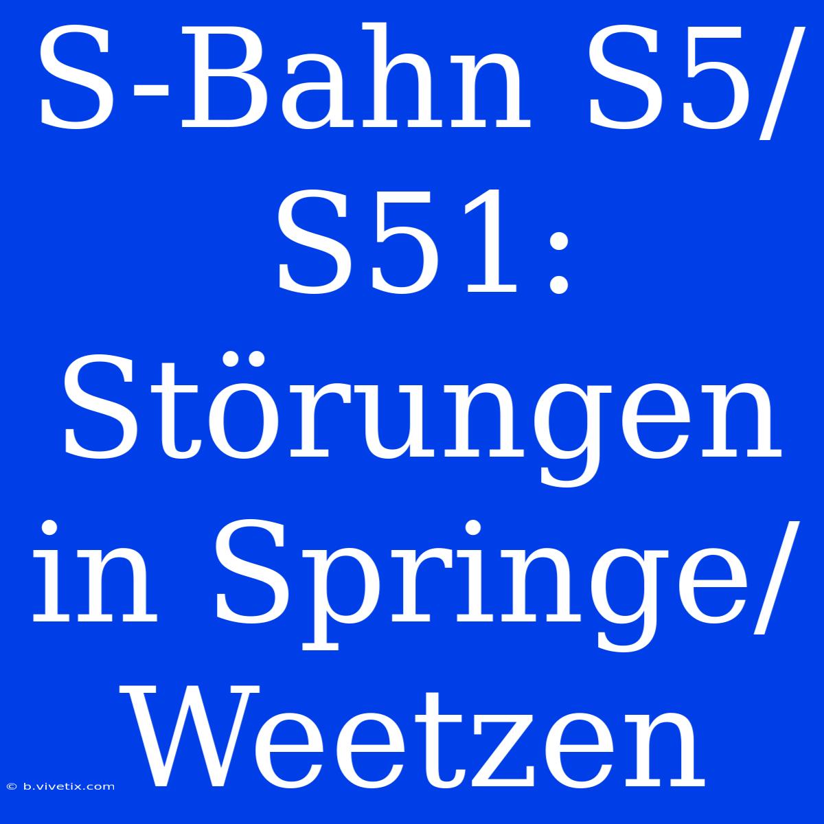 S-Bahn S5/S51: Störungen In Springe/Weetzen