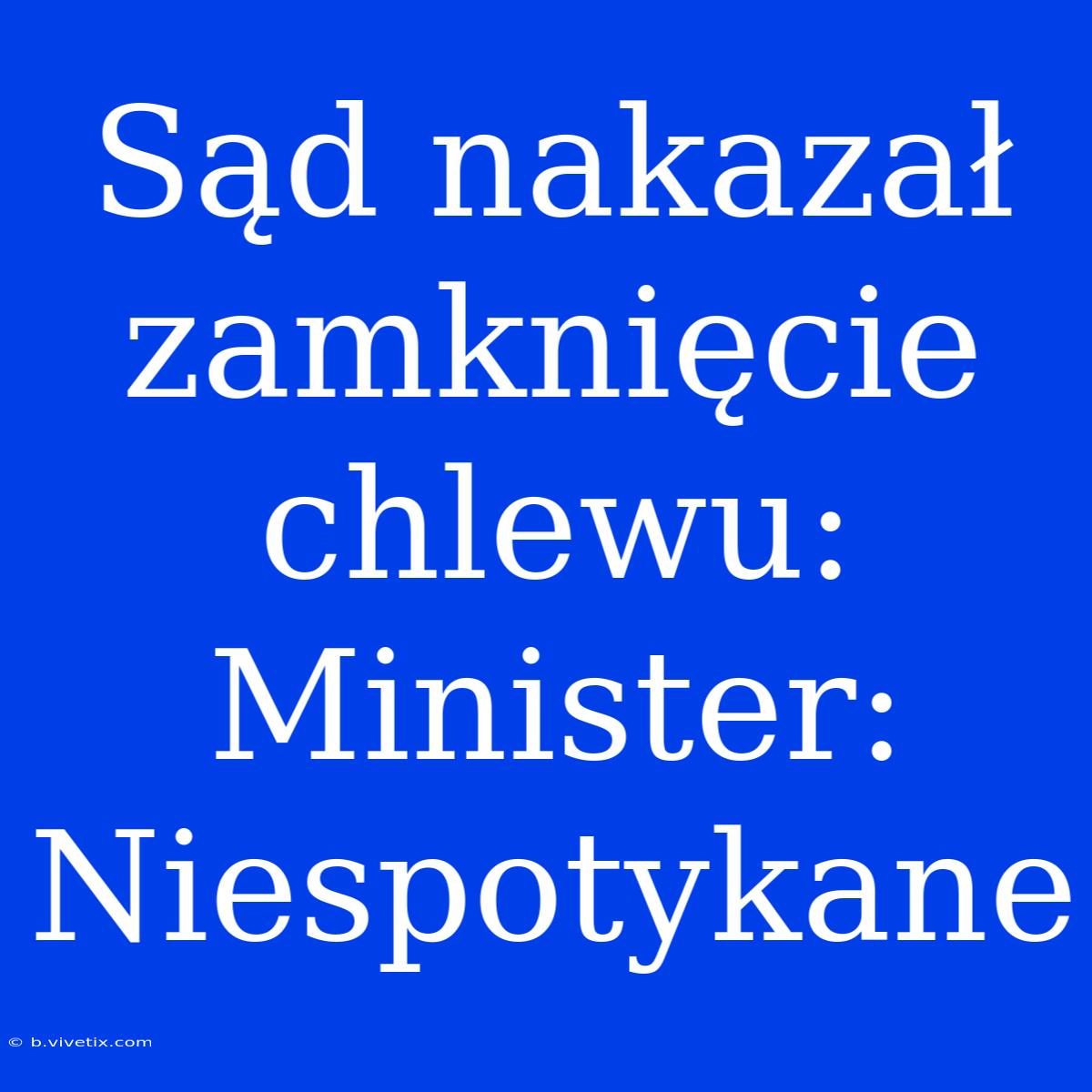 Sąd Nakazał Zamknięcie Chlewu: Minister: Niespotykane