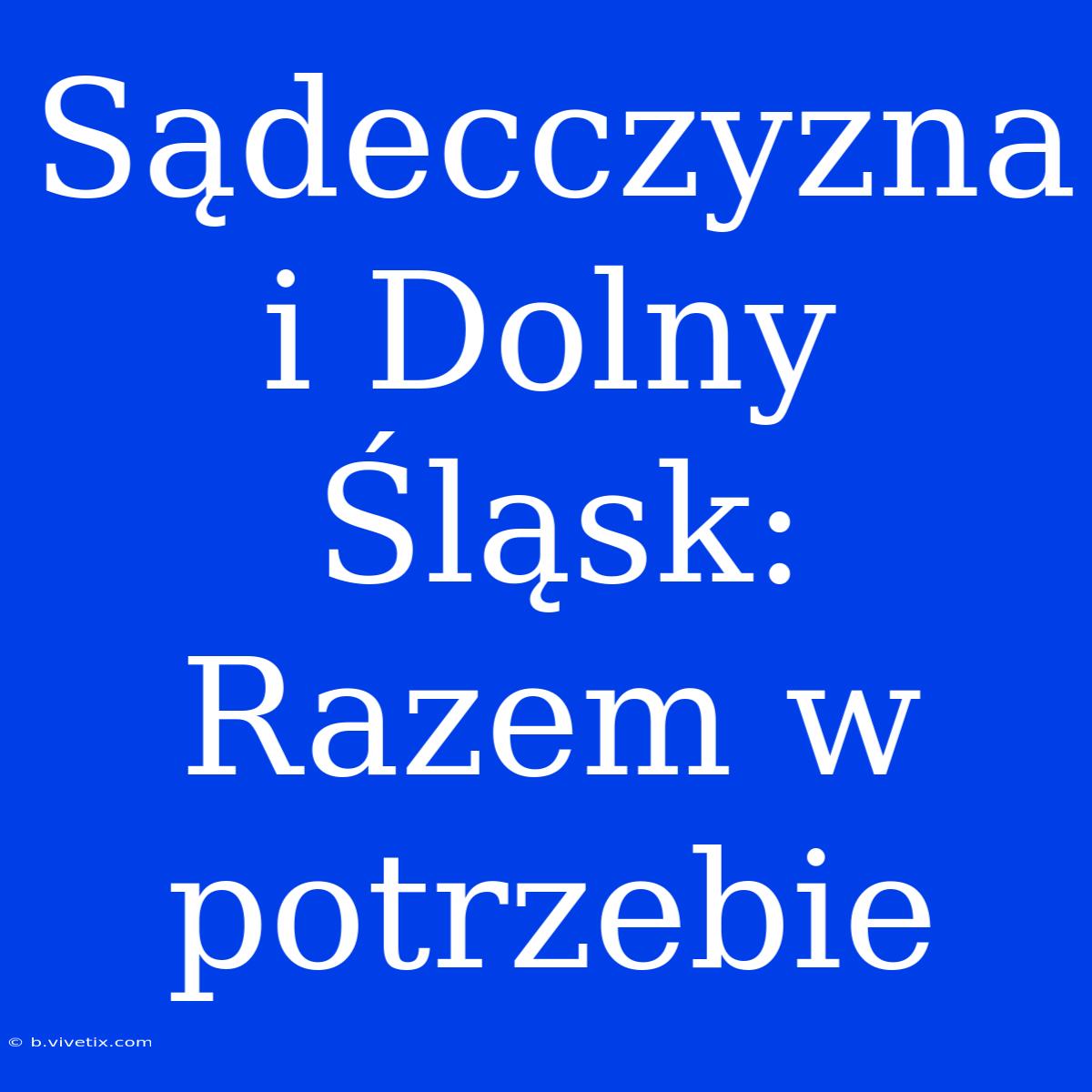 Sądecczyzna I Dolny Śląsk: Razem W Potrzebie