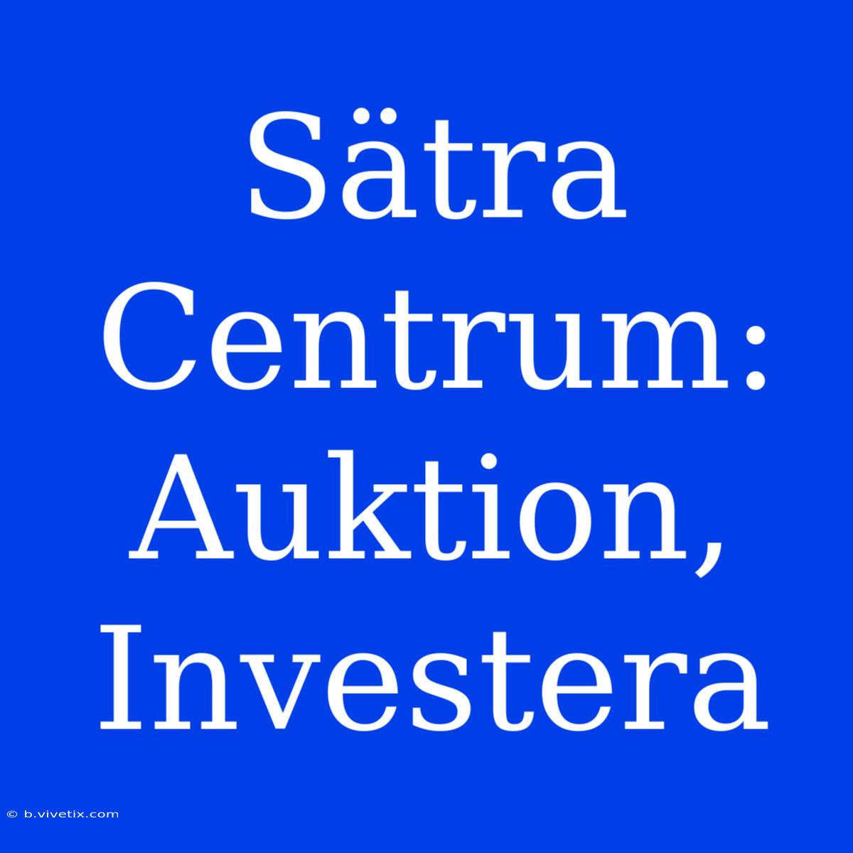 Sätra Centrum: Auktion, Investera