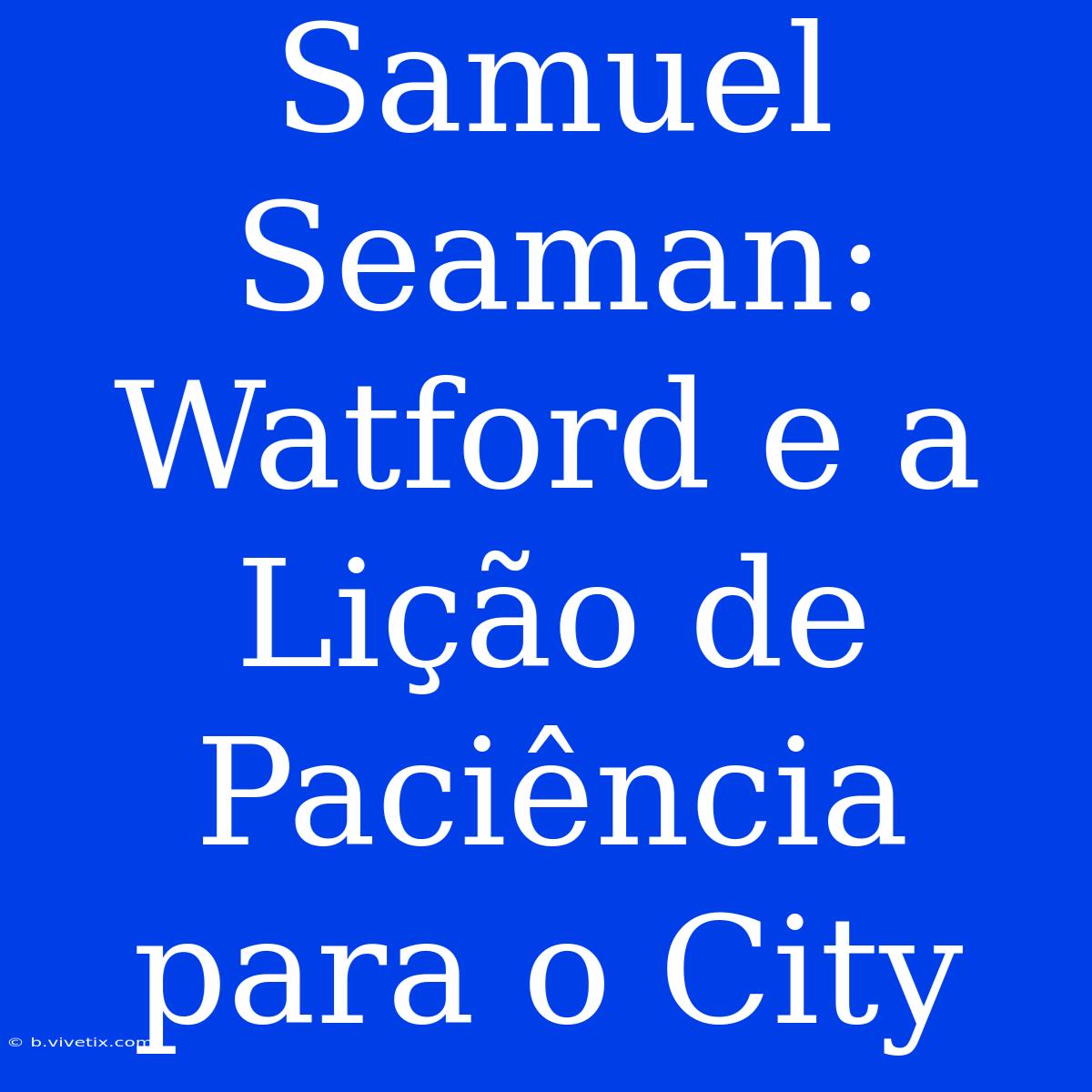 Samuel Seaman: Watford E A Lição De Paciência Para O City