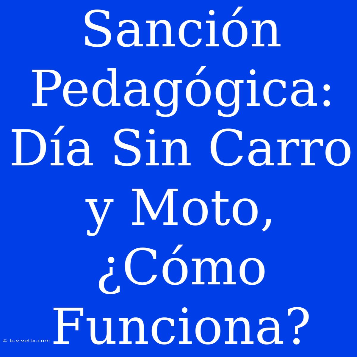 Sanción Pedagógica: Día Sin Carro Y Moto, ¿Cómo Funciona? 