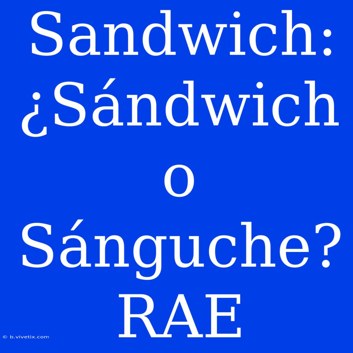 Sandwich: ¿Sándwich O Sánguche? RAE