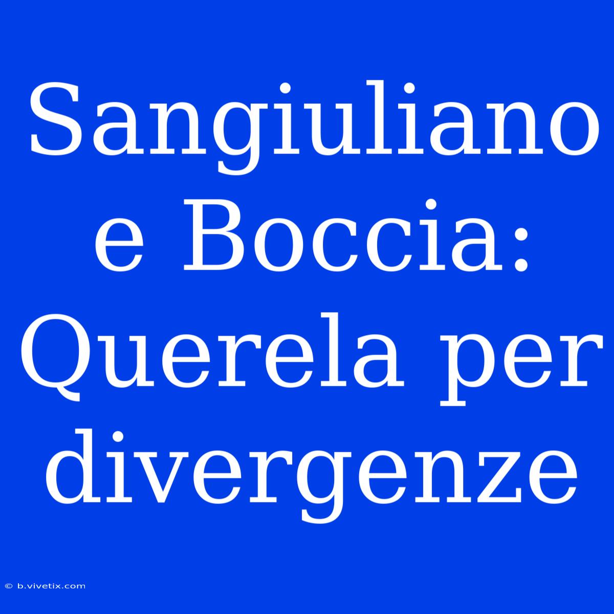 Sangiuliano E Boccia: Querela Per Divergenze