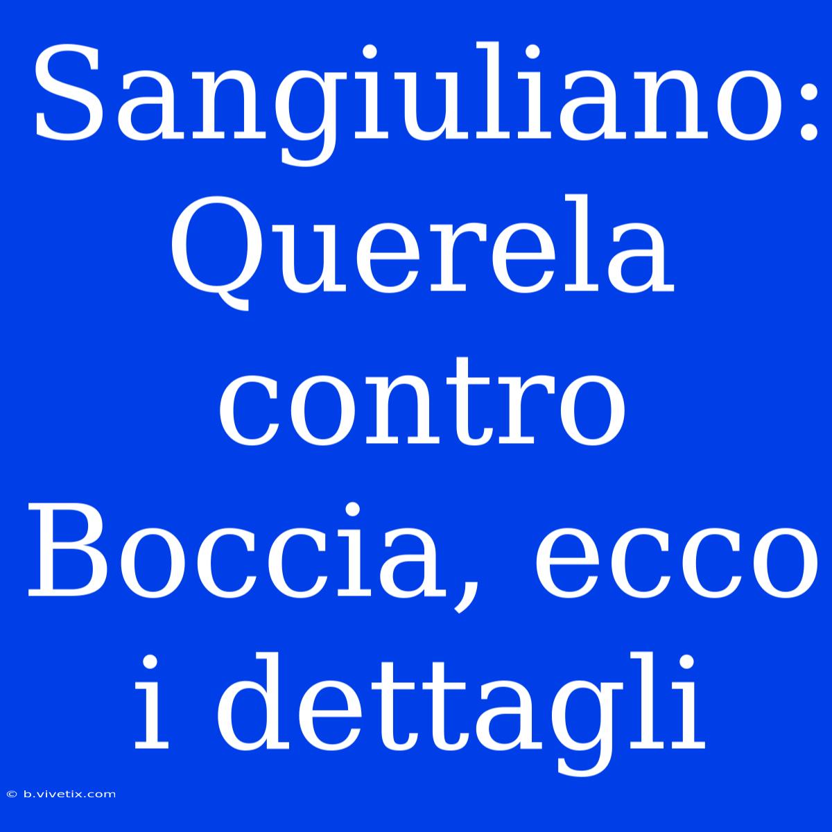 Sangiuliano: Querela Contro Boccia, Ecco I Dettagli