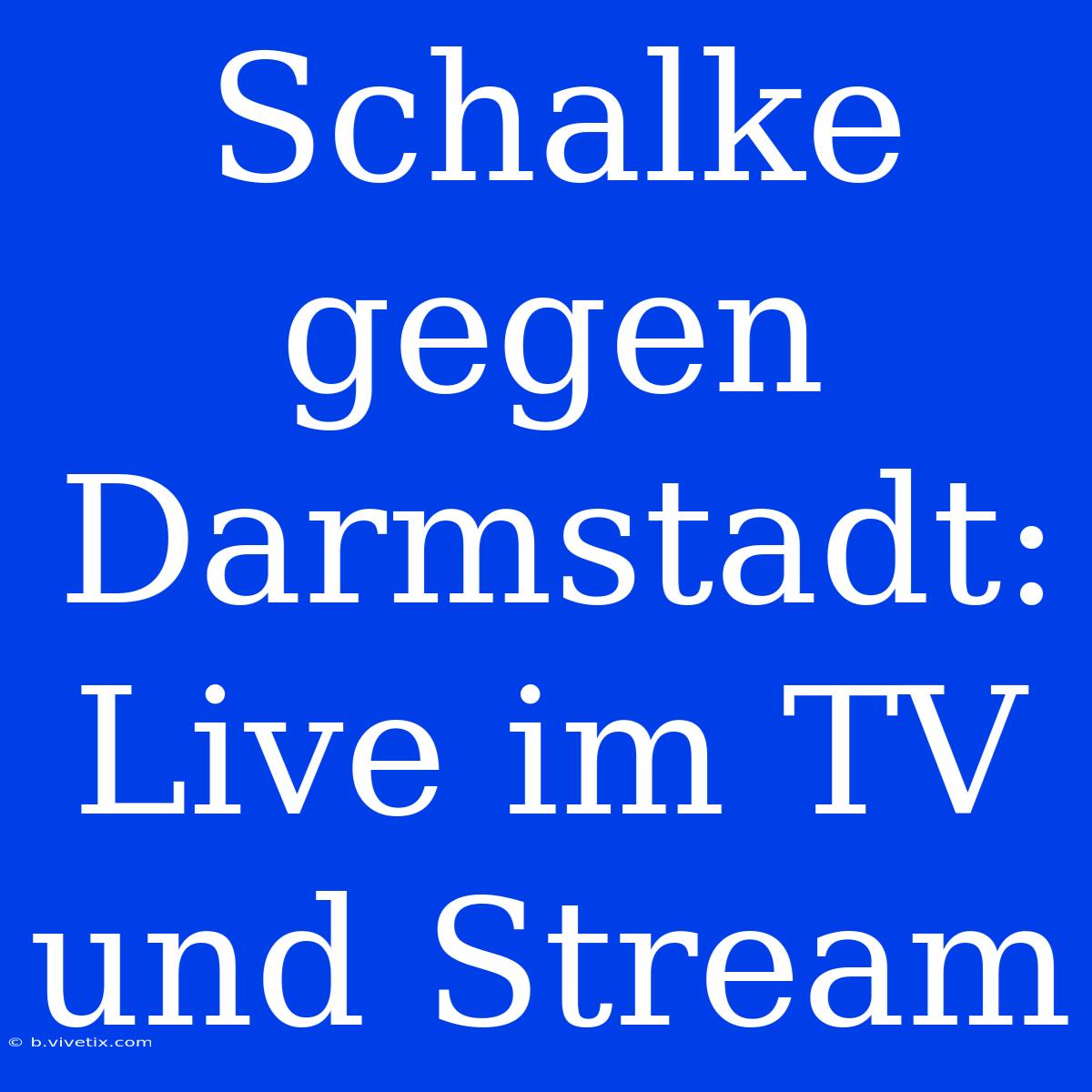 Schalke Gegen Darmstadt: Live Im TV Und Stream