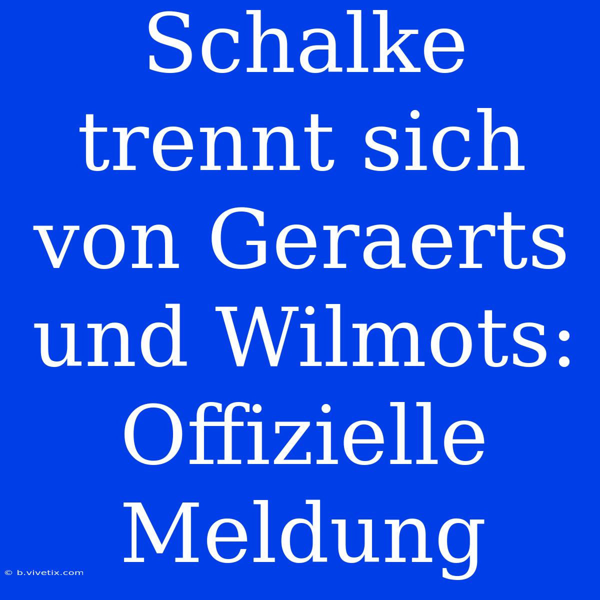 Schalke Trennt Sich Von Geraerts Und Wilmots: Offizielle Meldung