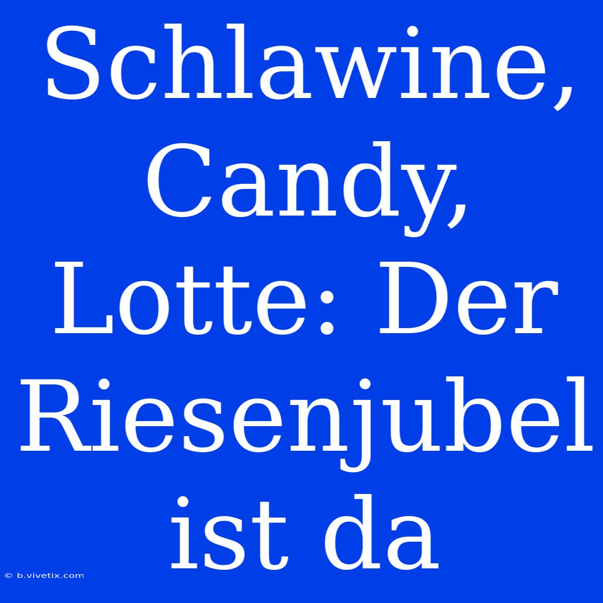 Schlawine, Candy, Lotte: Der Riesenjubel Ist Da