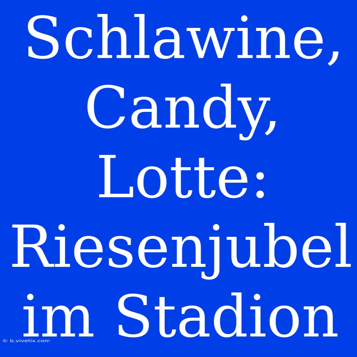 Schlawine, Candy, Lotte: Riesenjubel Im Stadion