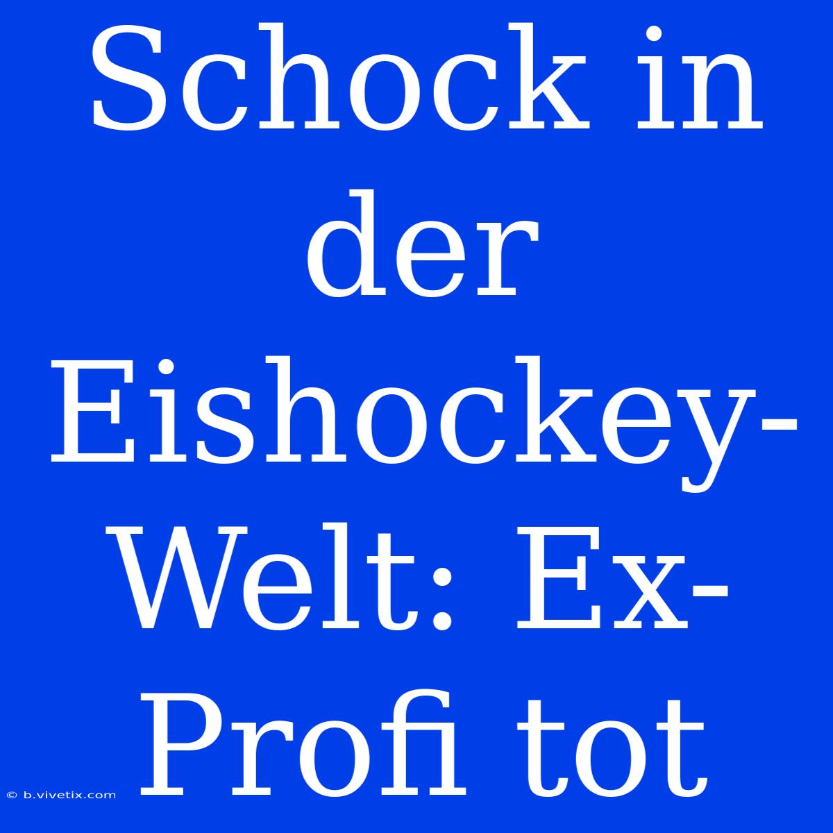 Schock In Der Eishockey-Welt: Ex-Profi Tot